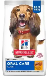 Hill’s Science Diet Adult Oral Care Chicken, Rice & Barley Recipe dry dog food bag.