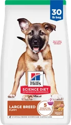 Hill’s Science Diet Large Breed Puppy Lamb Meal and Brown Rice Recipe dry dog food in a 30-pound bag